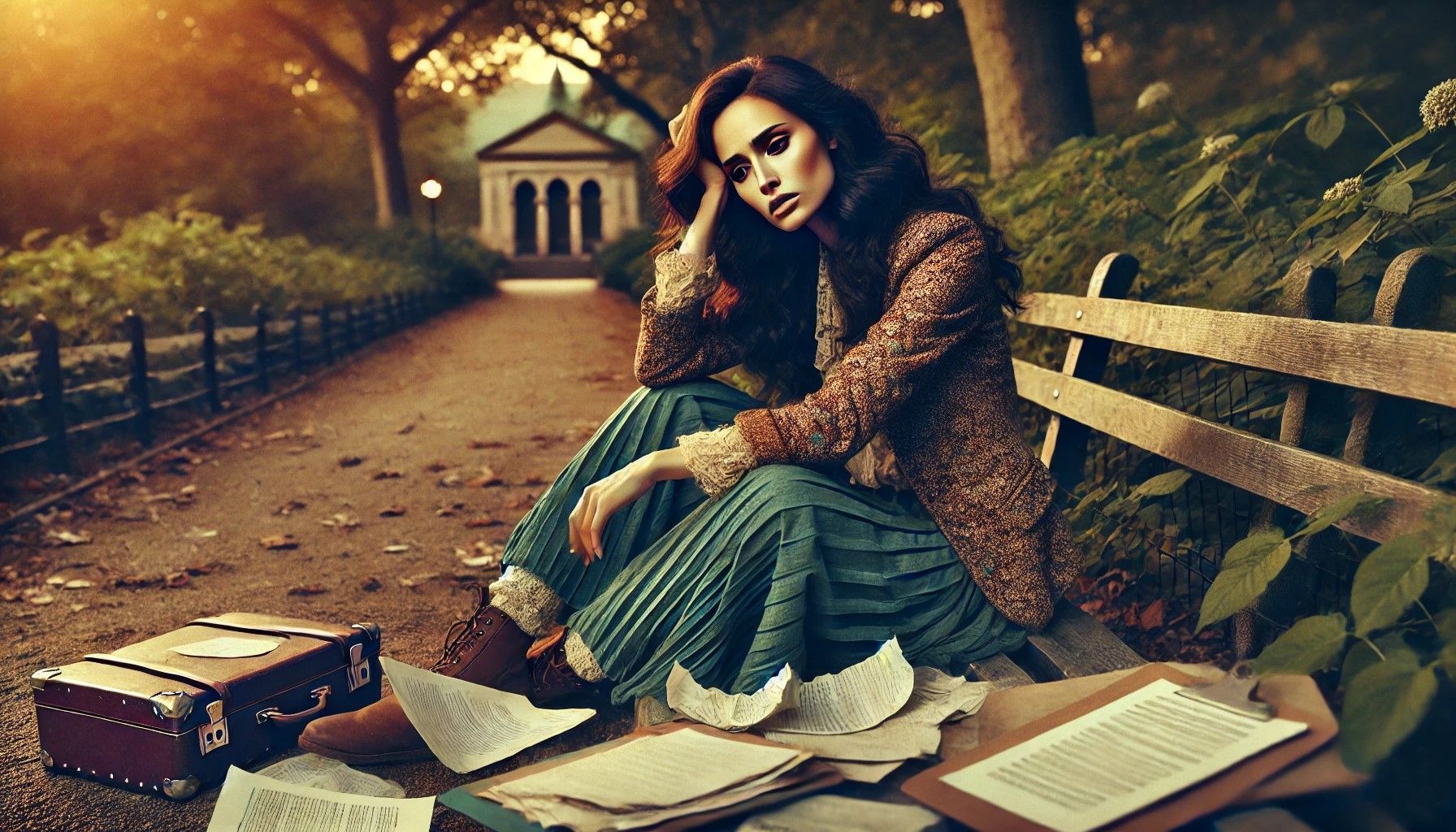 photo of a woman feeling disheartend and depressed and in need of some therapy sitting on a park bench