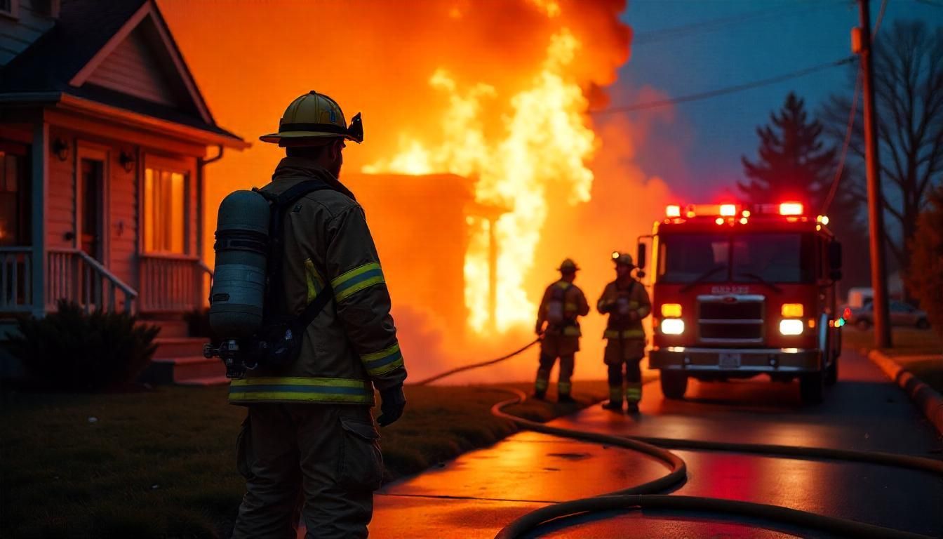 Firefighter rushing to a scene to help put out a fire