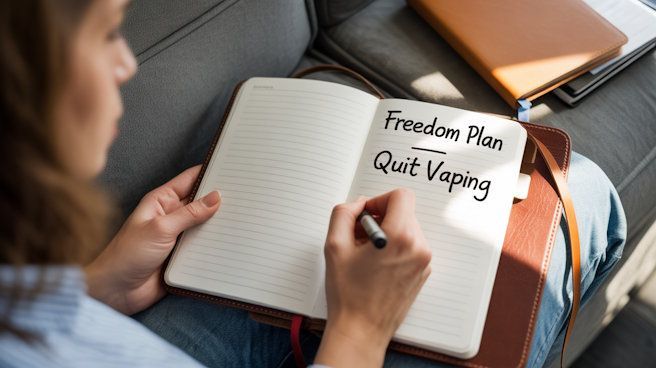 woman writing her quit vaping plan in her journal