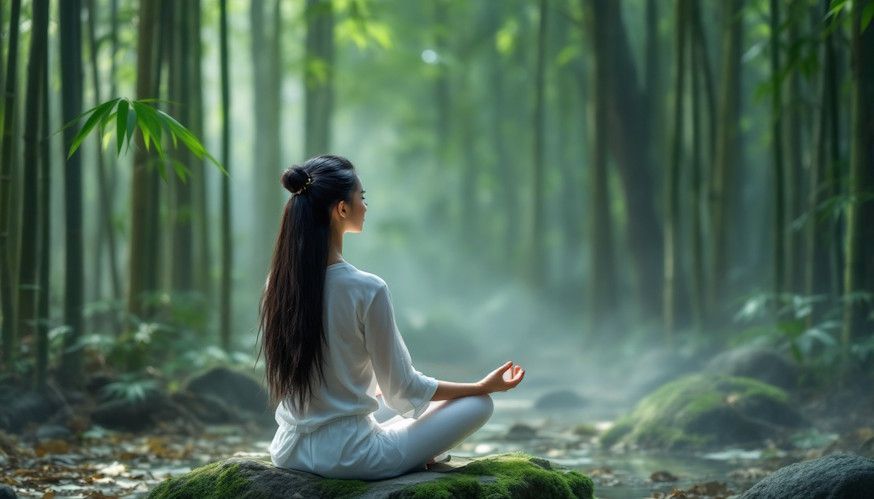 woman in nature doing meditation to calm her ADHD mind - a non-invasive approach