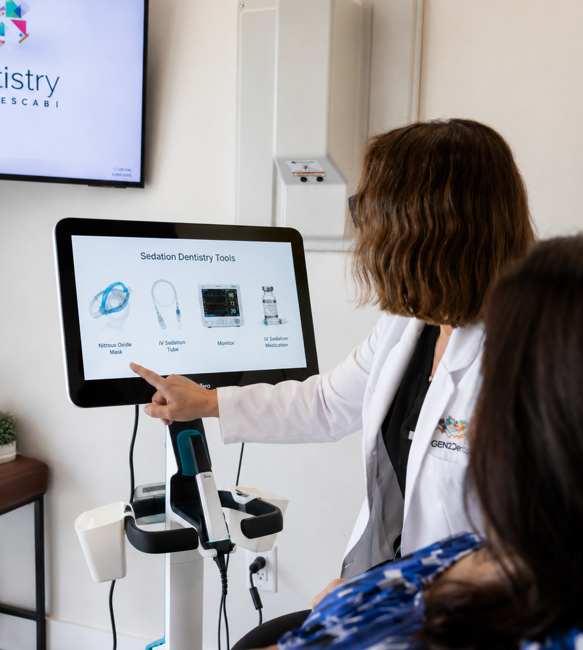 Dentist talking with a patient at GEN2 Dentistry in Davie, FL
