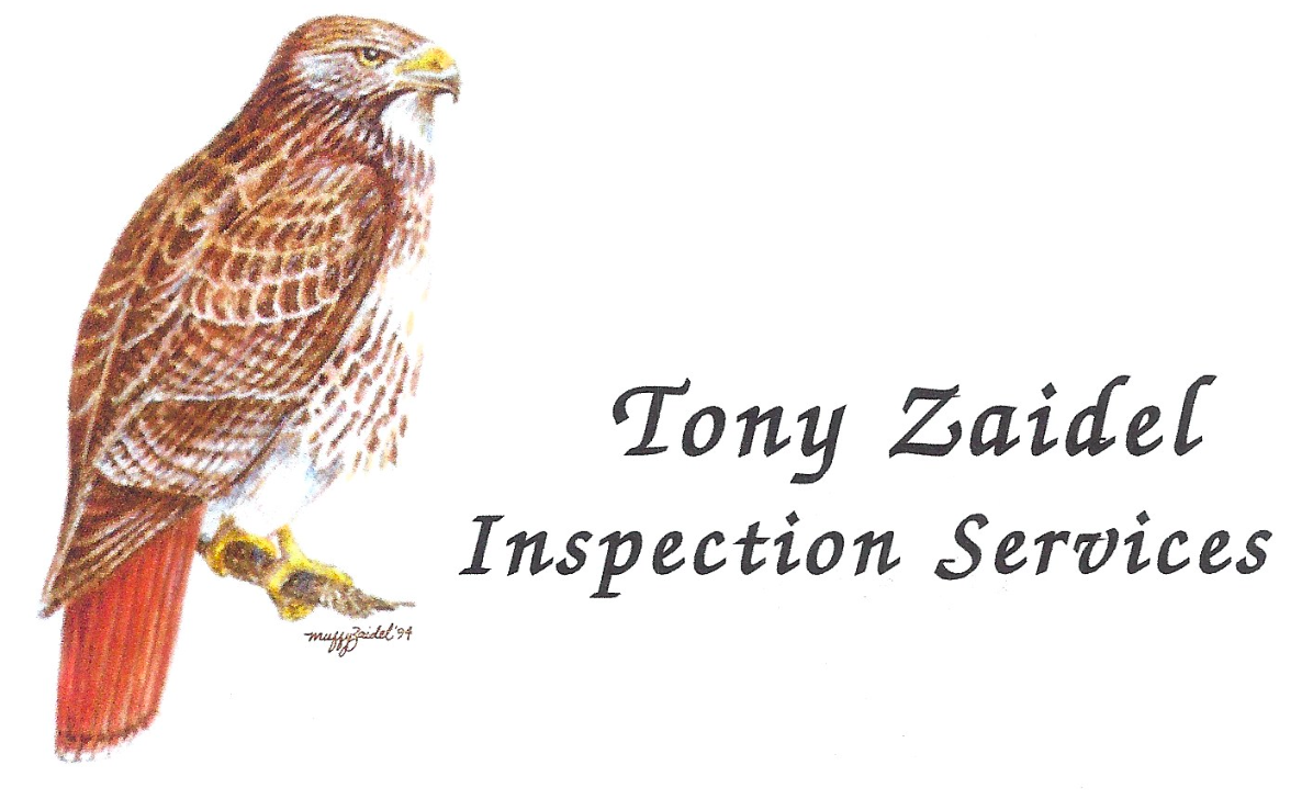 The logo for tony zaidel inspection services has a bird on it