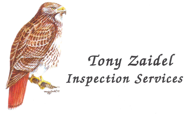 The logo for tony zaidel inspection services has a bird on it