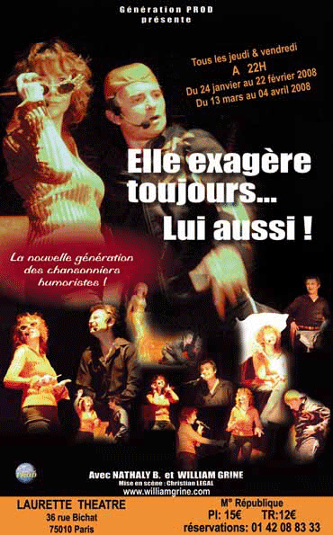 un poster per un&#39;opera teatrale intitolata Lei esagera sempre