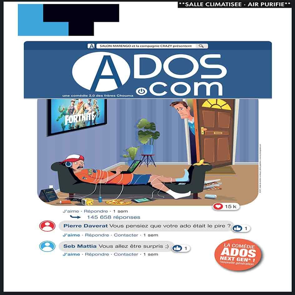ADOS.com ನಿಂದ ಫ್ರೆಂಚ್ ವೆಬ್ ಪುಟವು ಒಂದು ತಮಾಷೆಯ ರೇಖಾಚಿತ್ರವನ್ನು ಹೊಂದಿದ್ದು, ಇಬ್ಬರು ಜನರು ಮೇಜಿನ ಬಳಿ ಪರಸ್ಪರ ಎದುರಾಗಿ ನಿಂತಿದ್ದಾರೆ, ಒಬ್ಬರು ಕ್ಯಾಪ್ ಧರಿಸಿದ್ದರೆ, ಇನ್ನೊಬ್ಬರು ಸೂಟ್ ಧರಿಸಿದ್ದಾರೆ.