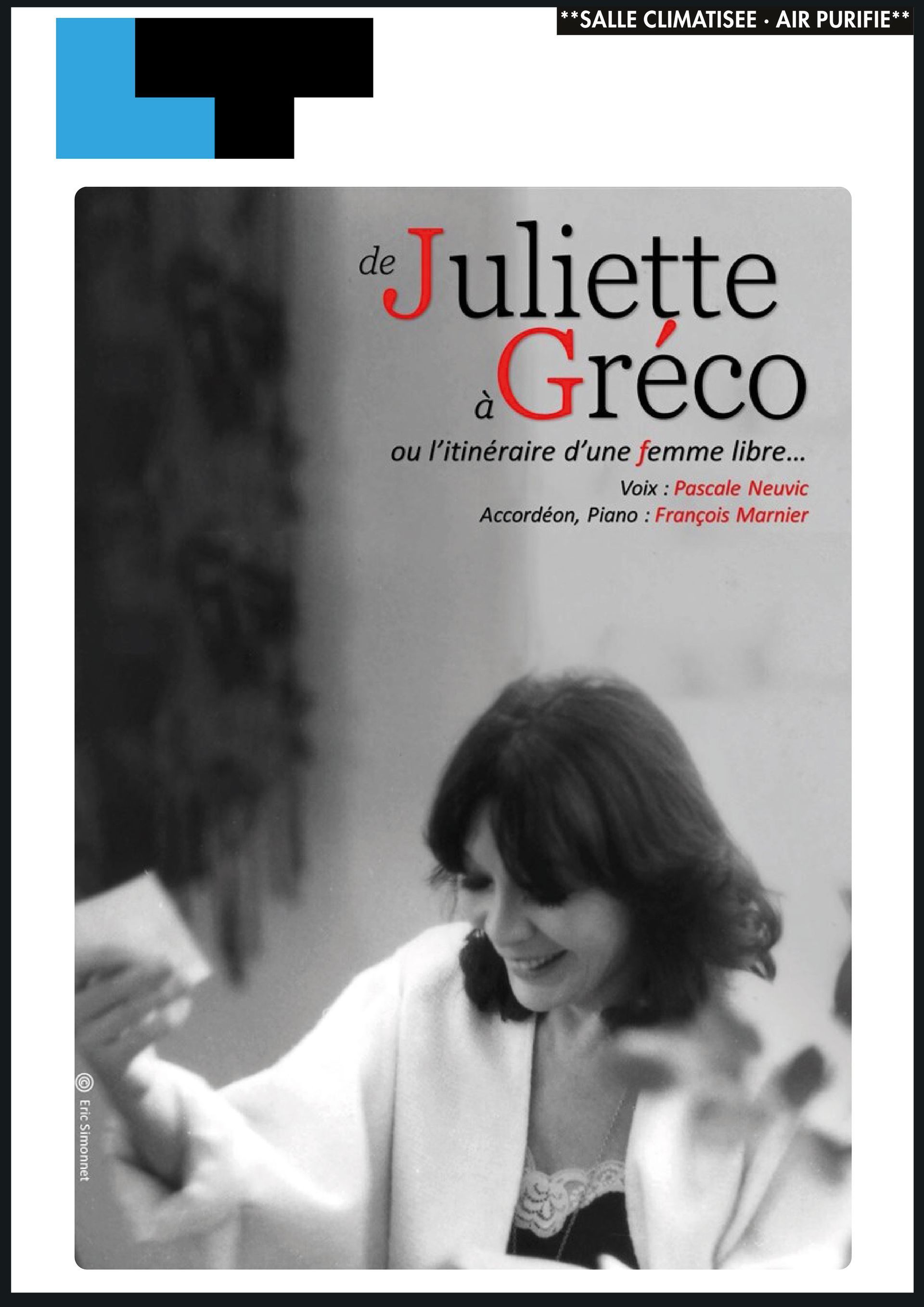Couverture du livre de Juliette Gréco avec un portrait en noir et blanc et un titre en rouge