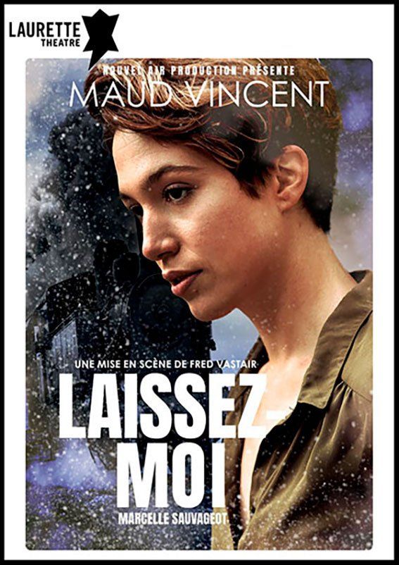 Affiche de Maud Vincent de profil sous la neige, intitulée « Laissez-moi », dans des tons chauds de brun et de blanc.