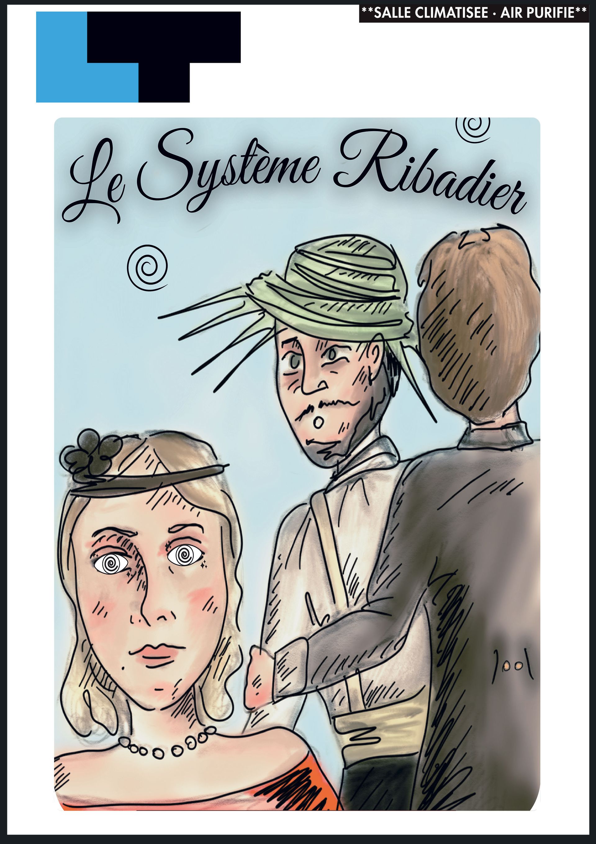 Couverture de bande dessinée intitulée « Le Système Ribadier » montrant trois personnages illustrés en vêtements d'époque.