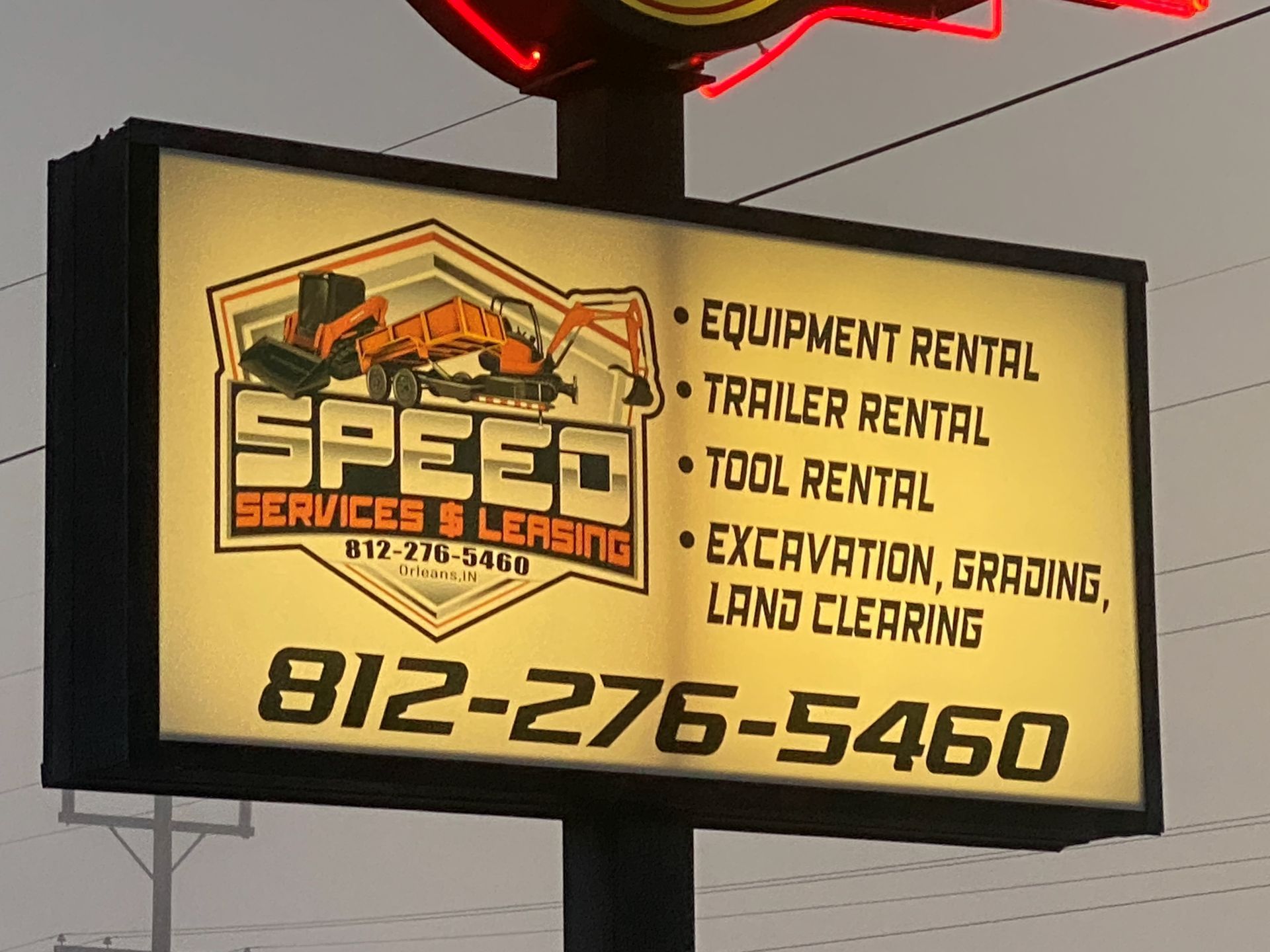 A backlit outdoor sign for 