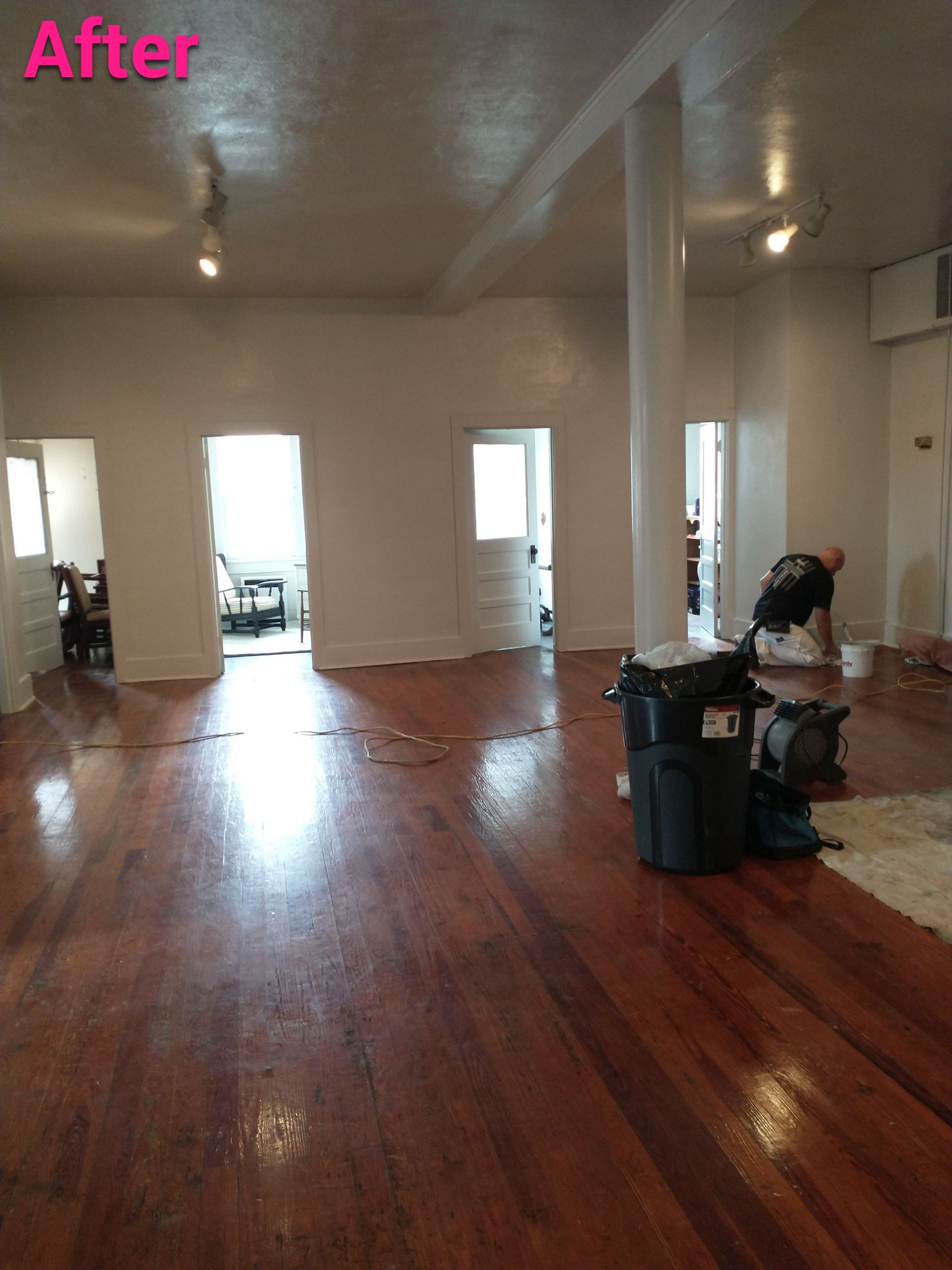 An empty room with the word after on the bottom