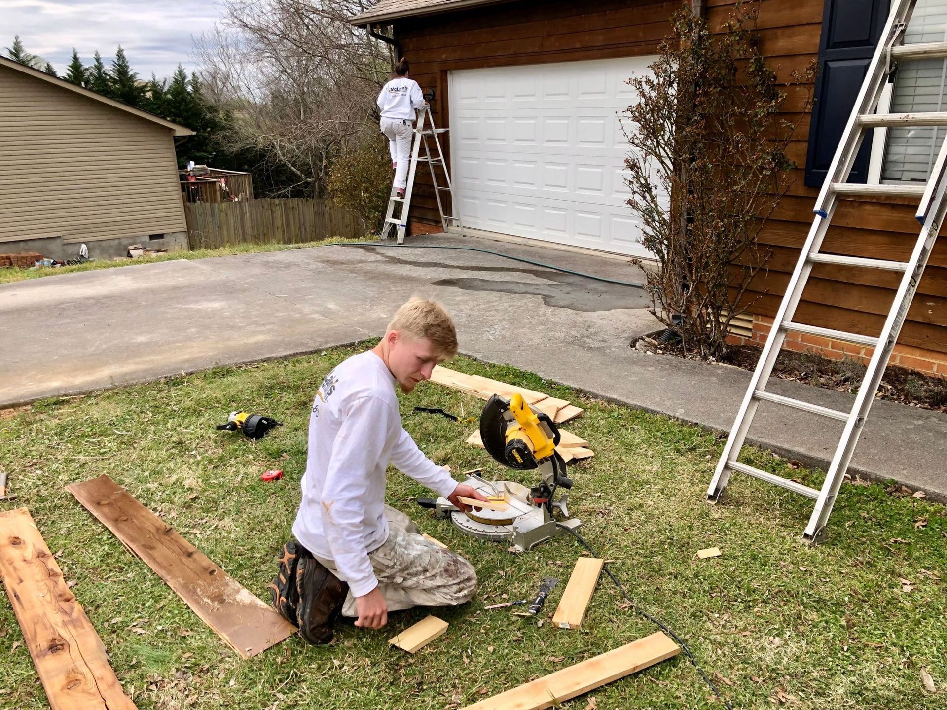 McLains employees doing carpentry work