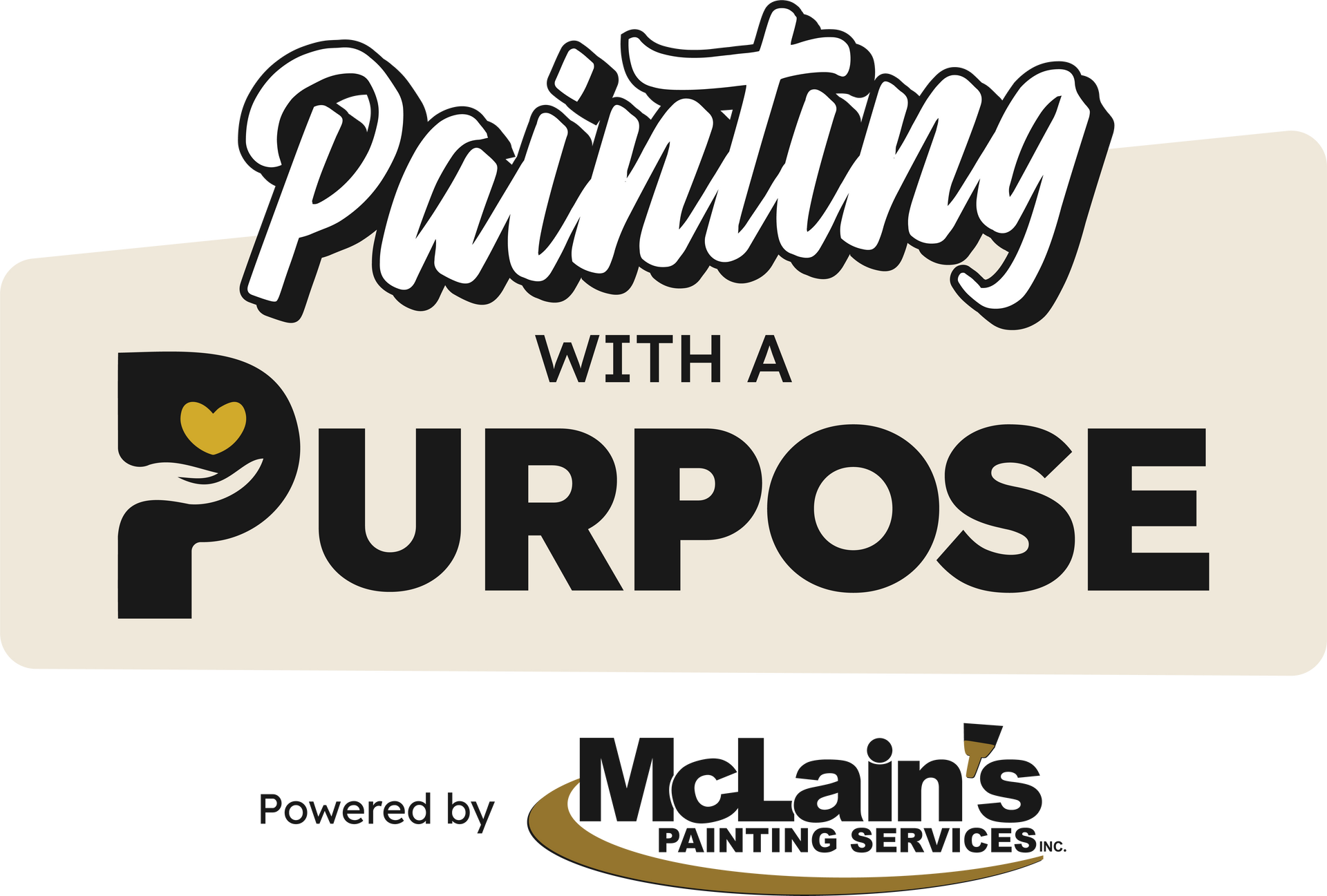 A logo for painting with a purpose powered by mclain 's painting services