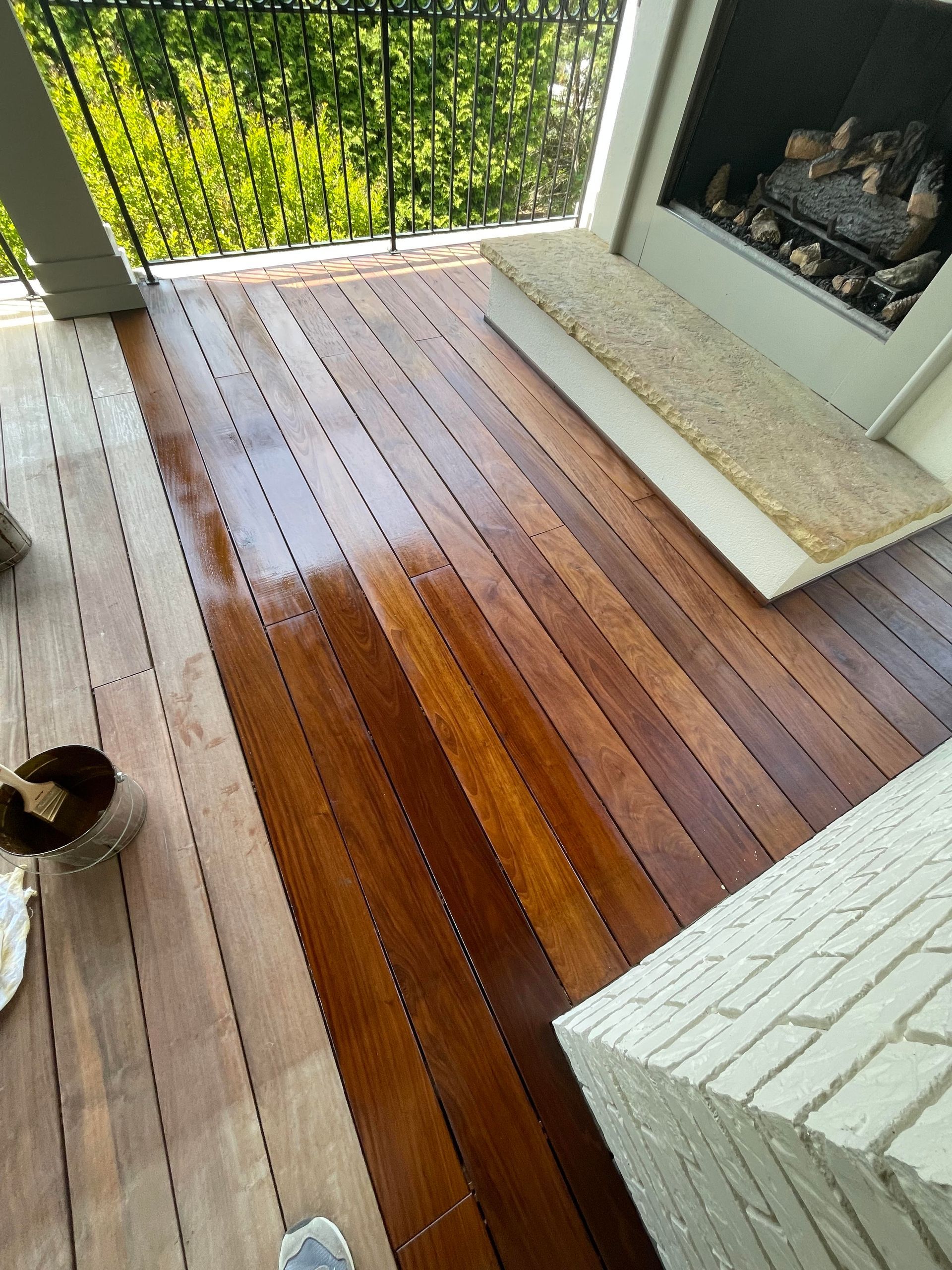 Ipe deck staining process