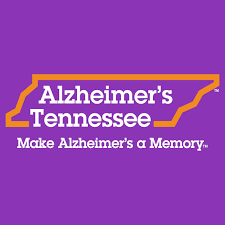 The alzheimer 's tennessee logo is purple and orange and says `` make alzheimer 's a memory ''.