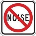 A no noise sign on a white background.