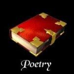 A red book with gold edges and the word poetry on it.