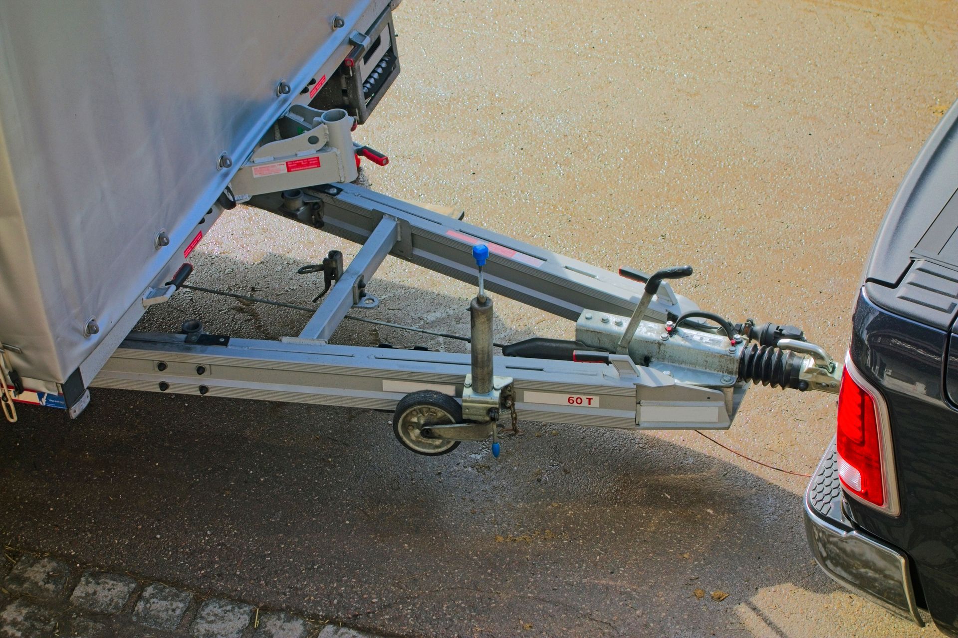 Vehicle trailer and tow hitch.