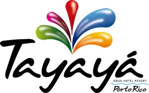 Logotipo do Tayayá Aqua Hotel Resort com pétalas coloridas em forma de gota d'água e texto