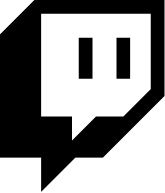 Logotipo branco do balão de bate-papo do Twitch em um fundo quadrado preto.