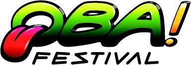 Logotipo do Festival OBA! em texto verde, amarelo, vermelho e preto sobre fundo branco.