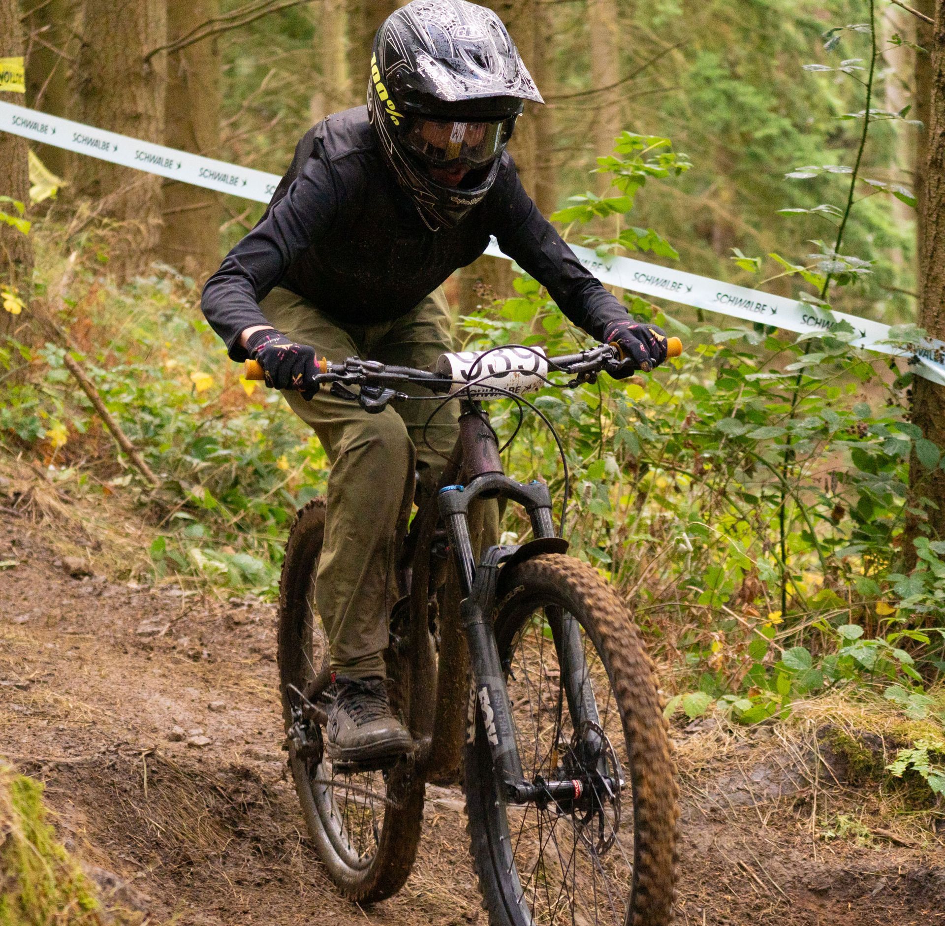 tricky conditions for photographer and racer at the Pearce downhill race.