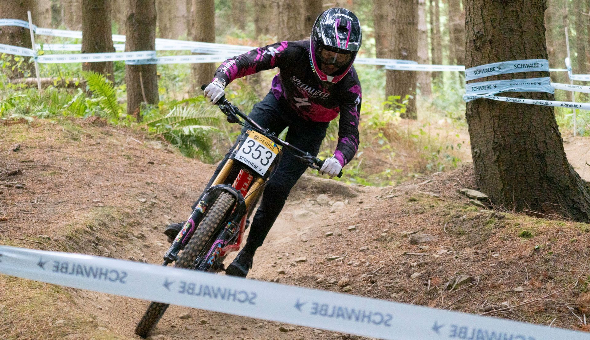 photo of female downhill rider at Pearce race in the UK