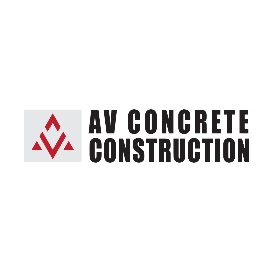 The logo for av concrete construction is a concrete construction company.