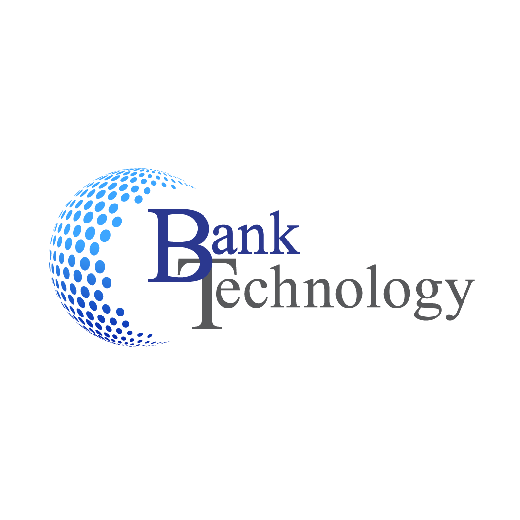 The logo for bank technology is a blue circle with dots on it.