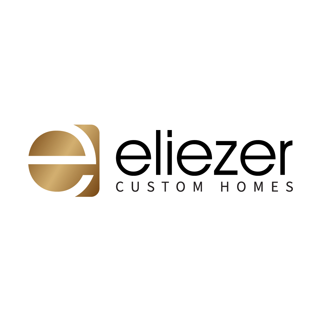The logo for eliezer custom homes is on a white background.