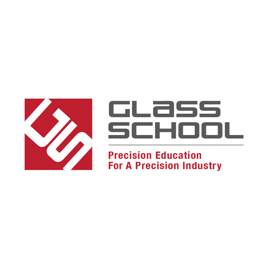 The glass school logo is a precision education for a precision industry.