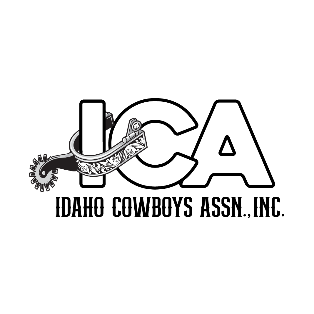 A black and white logo for idaho cowboys assn . inc.