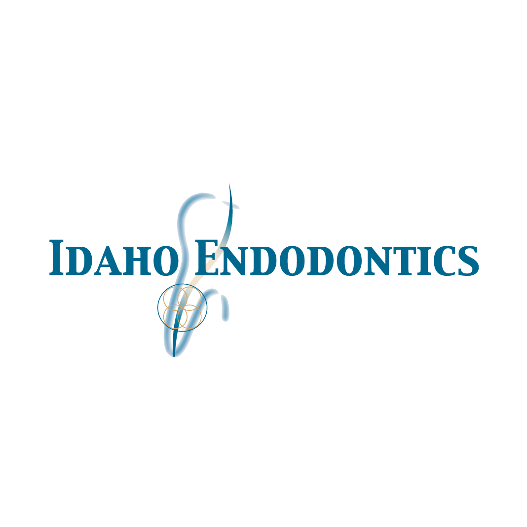 The logo for idaho endodontics shows a tooth and a needle.