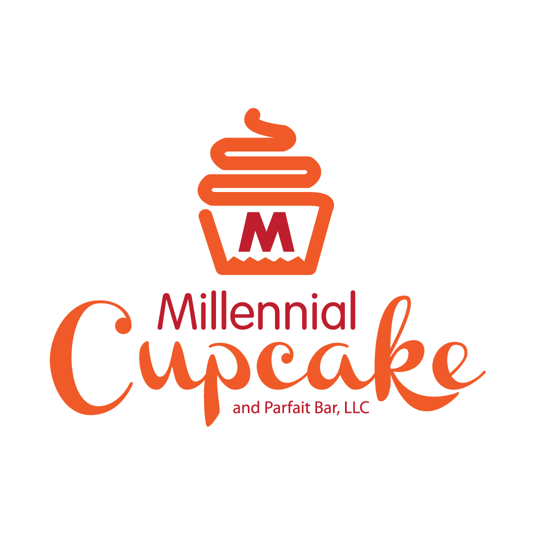 A logo for millennial cupcake and parfait bar llc