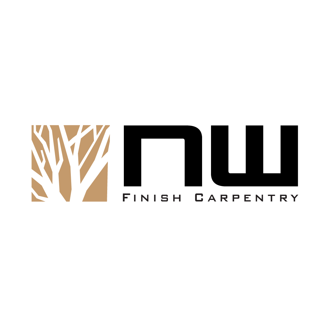 A logo for a company called finish carpentry with a tree in the middle.