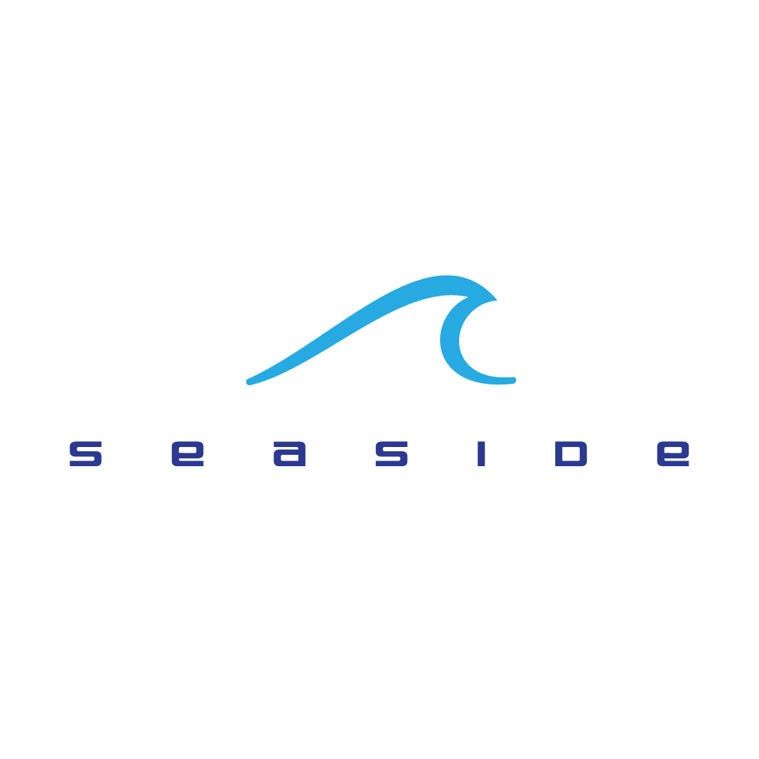A blue wave with the words seaside below it