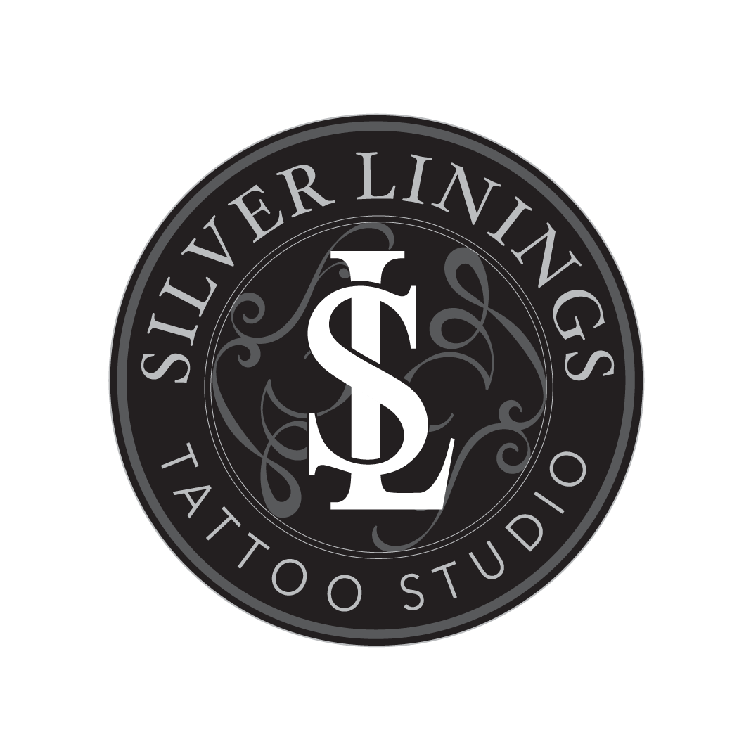 A logo for silver linings tattoo studio with a s on it