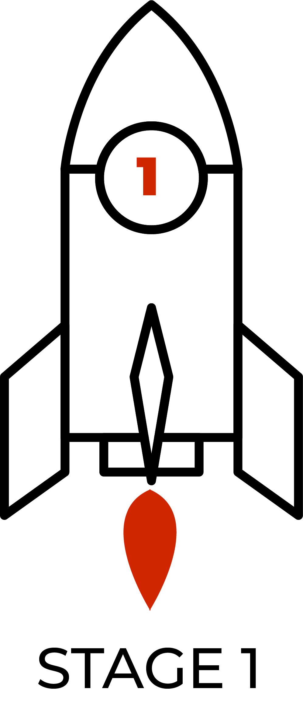 A drawing of a rocket with the number 1 on it.
