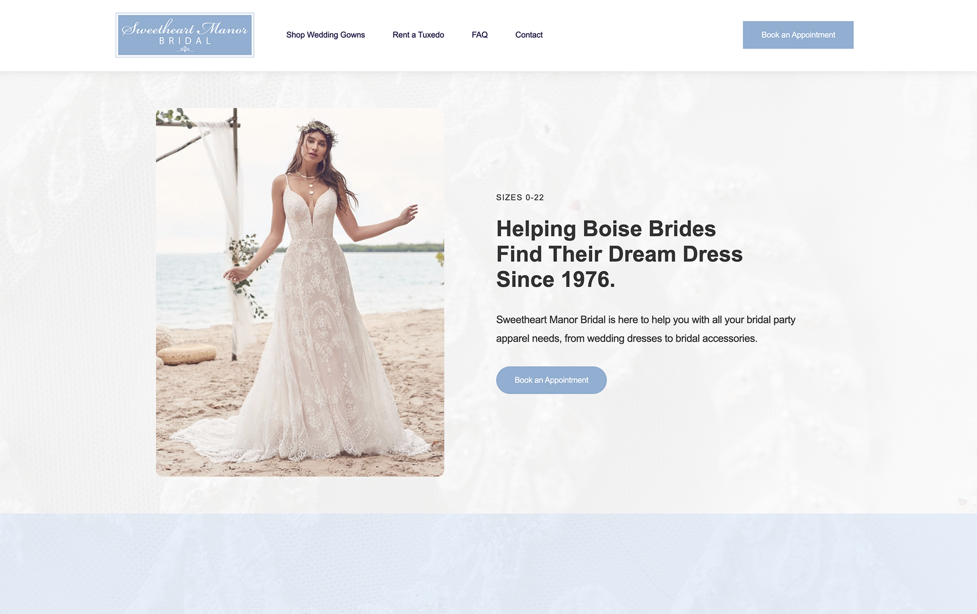 A woman in a wedding dress is standing on a beach.