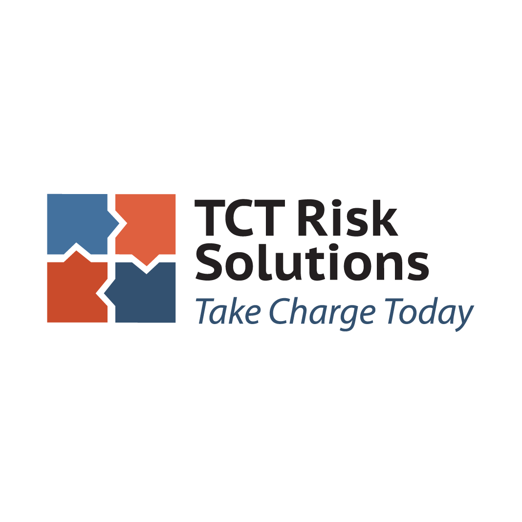The logo for tct risk solutions says take charge today.