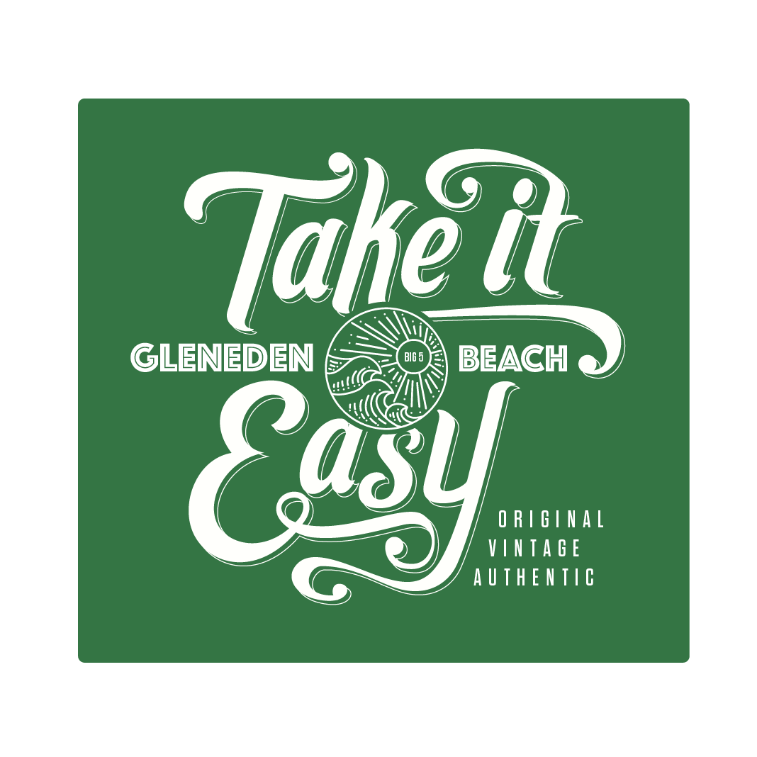 A green sign that says take it easy on it