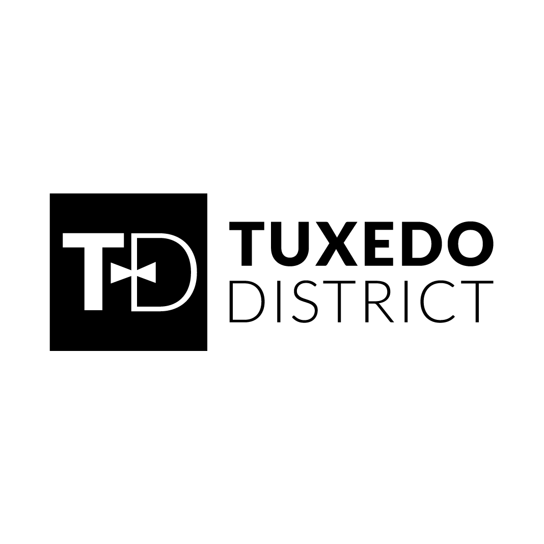 The logo for tuxedo district is black and white.