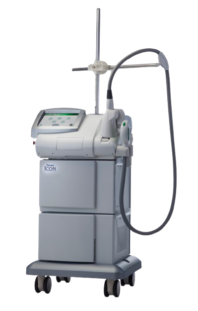 A machine is sitting on a cart on a white background.