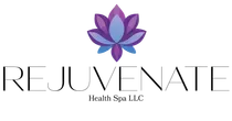 Logo for Rejuvenate Health Spa LLC with purple lotus flower above text.