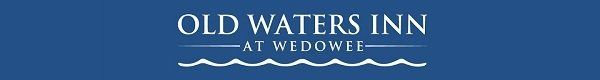 Logo for Old Waters Inn, white text on a blue background