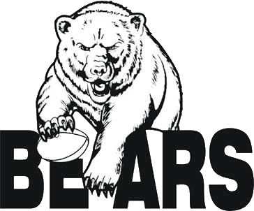 a black and white drawing of a bear holding a football .