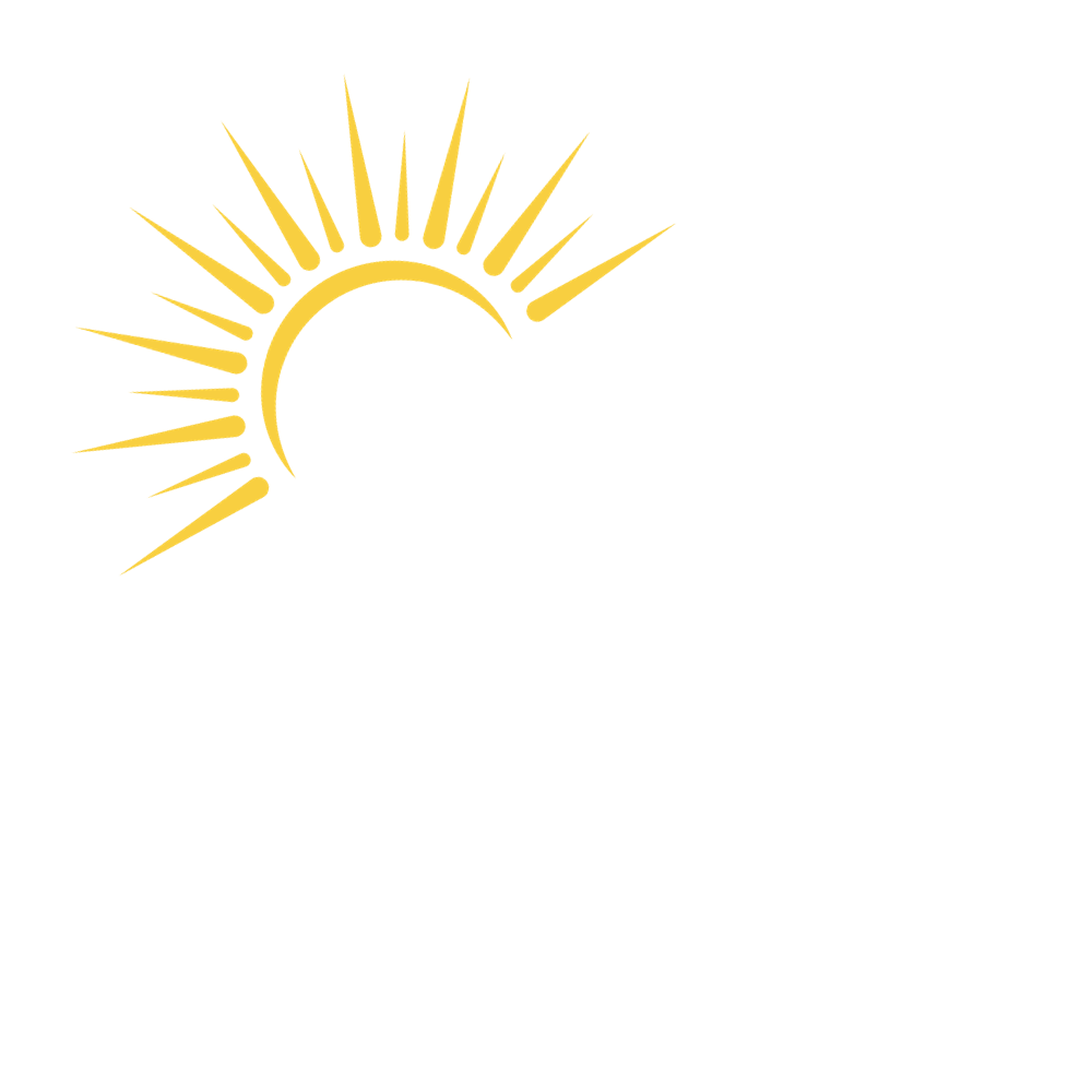 a yellow sun with rays coming out of it on a white background .
