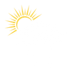 a yellow sun with rays coming out of it on a white background .