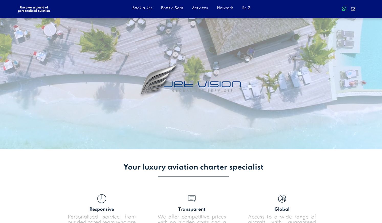 Een screenshot van de website van fuel vision, een specialist in het charteren van luxe jachten.
