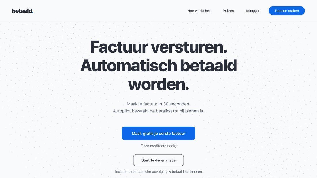 Website van BetaaldWorden.nl, facturatie-app voor zzp’ers, ontworpen en gebouwd door GO 4IT-Studio
