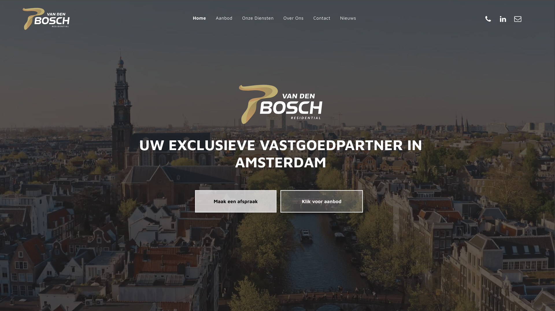 Website ontwerp voor P vd Bosch Residential – klant van GO 4IT-Studio voor vastgoedproject in Amsterdam